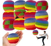 Genérico Hand Made Knitted Footbag Sack, Colorful Crochet Kick Bags for Adults, Multicolored Geometric Pattern Juggling Balls for Outdoors Party Game, Boost Coordination & Fun