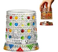 Genérico Hand Painted Embossed Rotating Whiskey Glass, Old Fashioned Luxury Crystal Tumbler with Smooth Spin Design, Koi and Lotus Pattern Glass for Bourbon,Scotch,Liquor and Cocktail