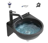 Generico Hand Wash Sink - Semi-Circular 304 Stainless Steel Basin, Wall-Mounted Mini Washbasin With Faucet | Restaurant, Bathroom, Restroom, Hotel, Kitchen, Vanity, Laundry, Home, Cafe, Entryway