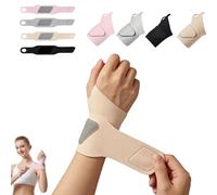 Genérico Handcrafted Adjustable Wrist Wraps - Elastic Compression Support with Thumb Loop | Versatile for Fitness, Work & Daily Use (Beige)