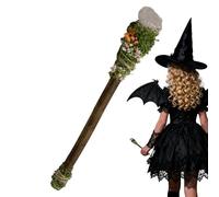 Genérico Handcrafted Crystal Wand - 6.3 Inch Natural Raw Stone | Witch Decoration with Moss and Flowers | Suitable For Wiccan Altars, Cosplay, Pagan Rituals