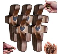 Genérico Handcrafted Wooden Cross My Heart, Intertwined Hearts Wooden Cross, Cross My Heart, Stress Relief Pocket Cross, Cross My Heart Wooden, Smooth Pocket Cross for Stress Relief and Prayer (5Pcs)