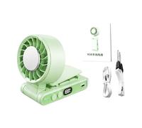 Genérico Handheld Fan Rechargeable - ABS PC 18.3x6.9x3.6cm | 5 Speeds LED Digital Display, Powerful Personal Fan | Portable Cooling For Belts Straps Summer Travel Camping Outdoor Beach Sports Desk