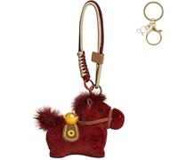 Genérico Handmade 2026 Year of The Horse Keychain,Chinese Zodiac Horse Lucky Mascot Pendant,Cute Plush Horse Pendant for Keys,Bag,Car (Dark Red)