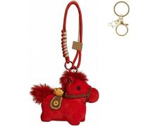 Genérico Handmade 2026 Year of The Horse Keychain,Chinese Zodiac Horse Lucky Mascot Pendant,Cute Plush Horse Pendant for Keys,Bag,Car (Red)