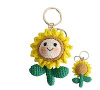 Genérico Handmade Bag Keychain - Sunflower Bag Charms, 6x3x2cm Creative Chain with Keyrings, Handmade Floral Keyring with Colorful Yarn, Purse Charm with Keyring, Pocket Accessory for Key Organizer