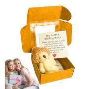 Genérico Handmade Bear Stuffed Animal, Small Cute in Present Box, Adorable Compact Inspirational Plush Pet Buddy with Positive Card for Women Men Kids Home Decor, Multicolor