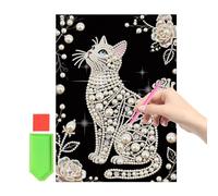 Genérico Handmade Cat Portrait, Creative Pearl Art Tool, Versatile with Glossy Finish, Brilliant Pearlescent Needlework Component, Sparkling Trim with Modern Aesthetic, Birthday Gift for Women