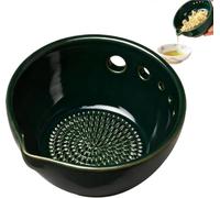 Genérico Handmade Ceramic Herb Cleaner Bowl Garlic Grater Dish | Garlic Grater 2 in 1 Vegetable Grater for Kitchen Apartment Cooking Grinding,Herb Peeling Bowl with 5 Hole Sizes,(Blue Cyan)