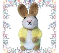 Generico Handmade Crochet Animals, Cute Felted Rabbit, Colorful Jacket Coats, Easter Basket Stuffer, Adorable Felted Rabbit in Colorful Jacket, Ideal Home Decor And Easter Basket Stuffer