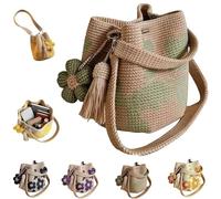 Genérico Handmade Crochet Flower Tote,3D Knit Floral Purse Bag,& Tassel Accents,Summer Vacation Travel Women Mesh Knit Shoulder Bag