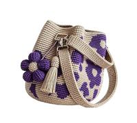 Genérico Handmade Crochet Flower Tote, Crochet Purses for Women, Boho Floral Woven Crossbody Bag, Beach Shoulder Purse (Purple)