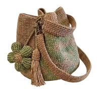 Genérico Handmade Crochet Flower Tote, Knit Floral Purse Bag, Boho Floral Knit Crossbody Shoulder Bag for Women Vacation (Green)