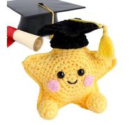 Genérico Handmade Crochet Star, Inspirational Knitted Doll, 10x10x4cm Graduation Toy with Hat, Soft Cotton Decorative Plush, Desktop Ornament with Funny Style, Emotional Gift for Student and Graduate