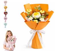 Genérico Handmade Delicate Crochet Flower Bouquet, Knitted Crocheted Real Floral, 3D Knitted Rose & Sunflower Arrangement, Gifts for Lover Birthday, Mother's Day, Anniversary, Graduation (Orange)