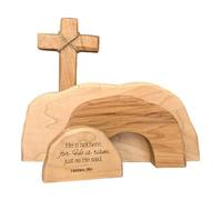 Genérico Handmade Empty Tomb Easter Scene - Wooden Tomb Tray Kit Decor, Christian Religious Centerpiece Display, Handcrafted Resurrection Scene Ornament, Wooden Craft Design | Easter Decor for Home