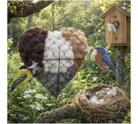 Genérico Handmade Fiber Bird Nesting Heart, Birds Nests Material Holder, Hummingbird Nest Boxes for Outside, Nester Houses Design,Dual-Season Outdoor Bird Shelter for Garden, Yard & Bird Lover