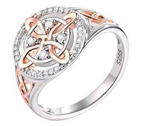 Genérico Handmade Witch’s Return-Knot Protection Ring - Protect Your Loved Ones, Silver Knot Design with Rose-Gold Detail (#A,#8)