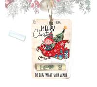 Genérico Handmade Wooden Money Clip Gift, Santa Claus Wallet Ornament, Money Holder Clip Dispenser, Christmas Decoration Swith Blessing,Tree Charm (03)