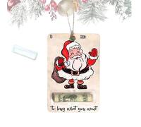 Genérico Handmade Wooden Money Clip Gift, Santa Claus Wallet Ornament, Money Holder Clip Dispenser, Christmas Decoration Swith Blessing,Tree Charm (01)