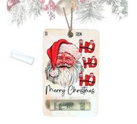 Genérico Handmade Wooden Money Clip Gift, Santa Claus Wallet Ornament, Money Holder Clip Dispenser, Christmas Decoration Swith Blessing,Tree Charm (07)