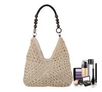 Genérico Handwoven Straw Beach Tote - Large Capacity Natural Fiber, Woven Texture, Reinforced Sturdy Handles, Foldable Vacation Organizer, Summer Shopping Satchel | For Women Travelers