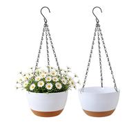 Genérico Hangable Plant Pot - Two Pieces Self-Watering, Decorative Drainage Holes, Removable Tray Design, Modern Botanical Accessory | Sturdy Ceramic Style, Essential Equipment For Porch Terrace