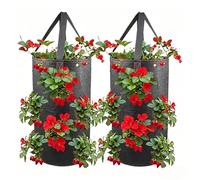 Genérico Hanging Strawberry Planter Bags - Upside Down Tomato Planter | 3 Gallon 11 Planting Holes | 2 Pieces Thickened Breathable Felt Vertical Grow Bags for Balcony Patio Tomato Carrot Pepper and