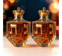 Genérico Hanukkah Dreidel Whiskey Bottle, Hanukkah 2025 Dreidel Whiskey Bottle Artistic Glassware for Family Gatherings and Special Occasions with Functional and Collectible Style (2pcs)