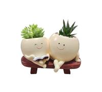 Genérico Happy Face para Exteriores - de Resina de 10 cm, con Sonrisa Encantadora, Mini contenedor Decorativo para Plantas | Expresiva Hecha a Mano para decoración del hogar, escrit