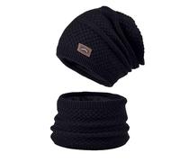 Generico Hat and Scarf 2pc Set Hood Ski Over Windproof Plush Hood Fuzzy Ski Winter Adjustable Women Men Capello per Compleanno, Negro , Talla única