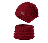 Generico Hat and Scarf 2pc Set Hood Ski Over Windproof Plush Hood Fuzzy Ski Winter Adjustable Women Men Capello per Compleanno, Vino, Talla única