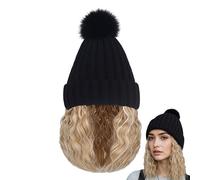 Genérico Hatwig para Mujeres - Peluca Larga con Sombrero De Punto Invierno Y Primavera | Forma De Cara Maíz Estilo Estilo Medio Largo para El Cabello Medio Al Usar Viajar, Cosplay