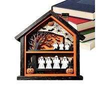 Genérico Haunted House Statue Wooden Spooky Ghost Statue Vintage Party
