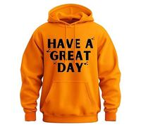 Genérico Have A Great Day Hoodie with Middle Fingers, Funny Prints Pullover Sweatshirt with Pockets for Man & Women (Orange,XXL)