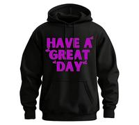 Genérico Have A Great Day Hoodie with Middle Fingers, Funny Prints Pullover Sweatshirt with Pockets for Man & Women (Black+Purple,XL)