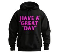 Genérico Have A Great Day Hoodie with Middle Fingers, Funny Prints Pullover Sweatshirt with Pockets for Man & Women (Black+Pink,XL)