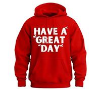 Genérico Have A Great Day Hoodie with Middle Fingers, Funny Prints Pullover Sweatshirt with Pockets for Man & Women (Red+White,3XL)