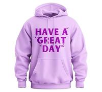 Genérico Have A Great Day Hoodie with Middle Fingers, Funny Prints Pullover Sweatshirt with Pockets for Man & Women (Light Purple,3XL)