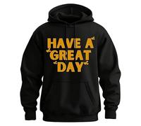 Genérico Have A Great Day Hoodie with Middle Fingers, Funny Prints Pullover Sweatshirt with Pockets for Man & Women (Black+Yellow,XS)