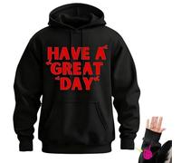 Genérico Have A Great Day Hoodie with Middle Fingers, Skeleton Middle Finger on Sleeve Hoodie, Unisex Wear Streetwear (Black/Red,L)