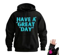 Genérico Have A Great Day Hoodie with Middle Fingers, Skeleton Middle Finger on Sleeve Hoodie, Unisex Wear Streetwear (Black/Blue,S)