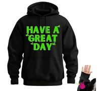 Genérico Have A Great Day Hoodie with Middle Fingers, Skeleton Middle Finger on Sleeve Hoodie, Unisex Wear Streetwear (Black/Green,3XL)