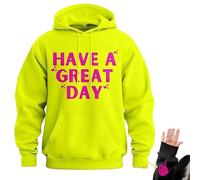 Genérico Have A Great Day Hoodie with Middle Fingers, Skeleton Middle Finger on Sleeve Hoodie, Unisex Wear Streetwear (Yellow/Pink,S)