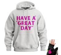 Genérico Have A Great Day Hoodie with Middle Fingers, Skeleton Middle Finger on Sleeve Hoodie, Unisex Wear Streetwear (Grey/Pink,XL)