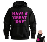Genérico Have A Great Day Hoodie with Middle Fingers, Skeleton Middle Finger on Sleeve Hoodie, Unisex Wear Streetwear (Black/Pink,S)