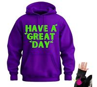 Genérico Have A Great Day Hoodie with Middle Fingers, Skeleton Middle Finger on Sleeve Hoodie, Unisex Wear Streetwear (Purple/Green,XS)