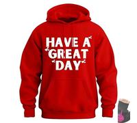 Genérico Have a Great Day Hoodie with Middle Fingers, Street Style Fashion, Fun and Quirky, Suitable for Both Men and Women (Red/White,32)