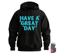 Genérico Have a Great Day Hoodie with Middle Fingers, Street Style Fashion, Fun and Quirky, Suitable for Both Men and Women (Black/Teal,34)