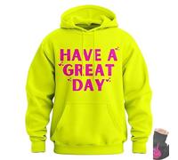 Genérico Have a Great Day Hoodie with Middle Fingers, Street Style Fashion, Fun and Quirky, Suitable for Both Men and Women (Yellow/Pink,32)